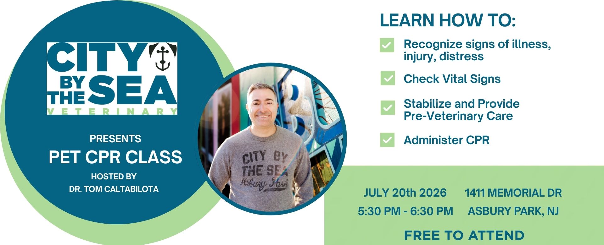 Free To Attend, Pet CPR Class Hosted by City By The Sea Vet Asbury Park, NJ