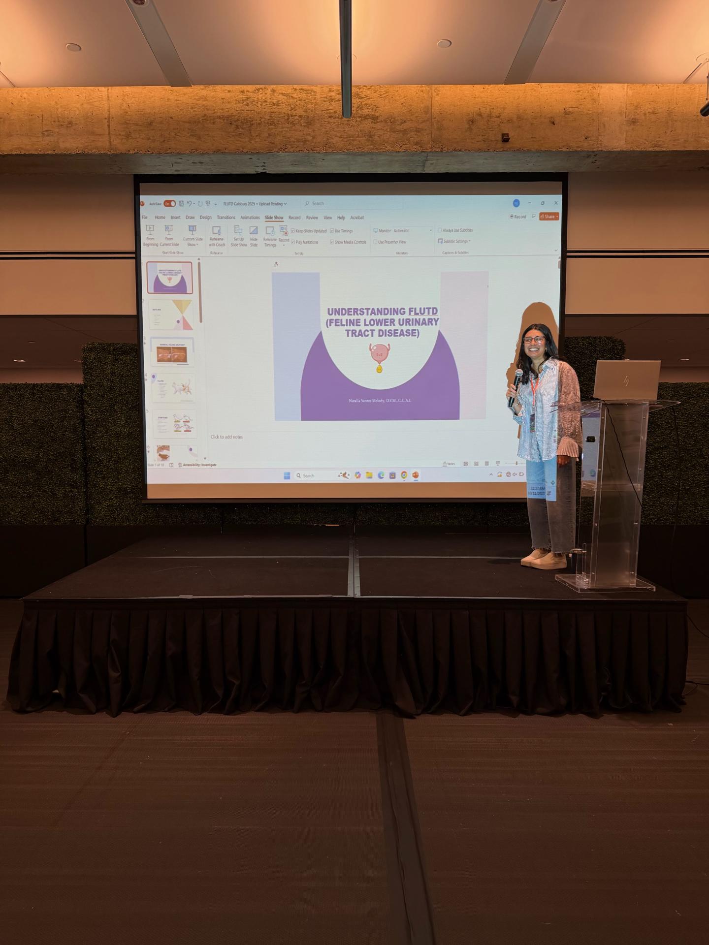 The doctor speaking at Catsbury Convention